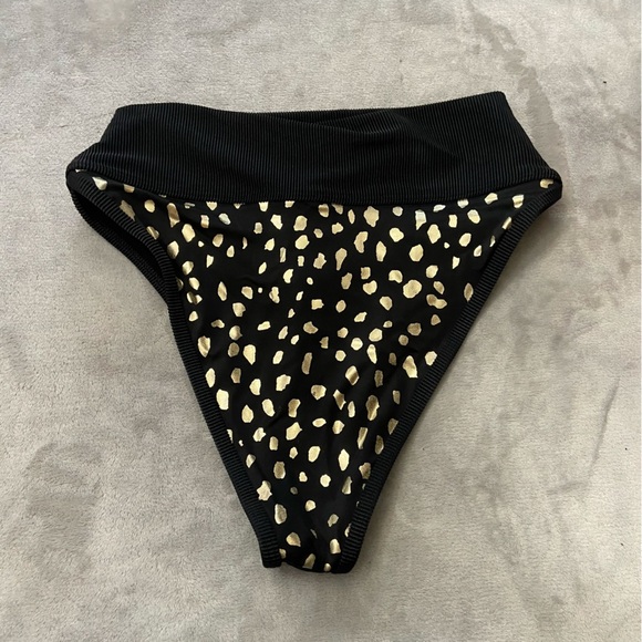 New! Beach Riot Emmy Bottom gold spot black metallic high waisted 24897 - Picture 7 of 8